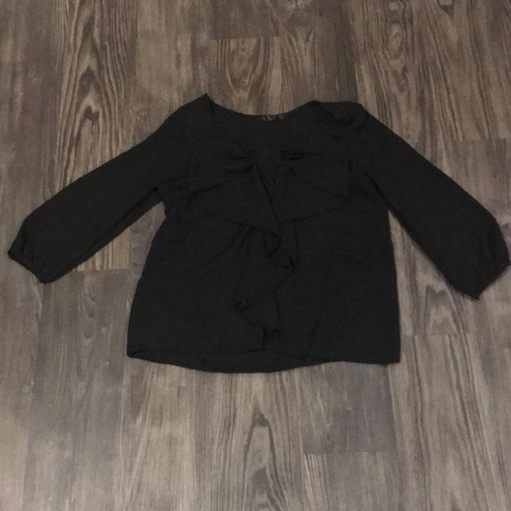 Black blouse with bow on front